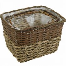 Product Plant basket, natural container for planting, square flower bowl natural L29.5/26/23cm H21/19/16cm set of 3
