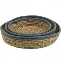 Product Round basket tray set, natural, woven plant bowls &amp; decorative tray, 3-piece set Ø33/30/25cm H8/7cm