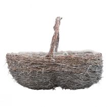 Basket with handle plant basket whitewashed 40/34/27cm set of 3