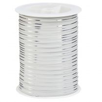 Product Curling ribbon gift ribbon white with silver stripe 10mm 250m