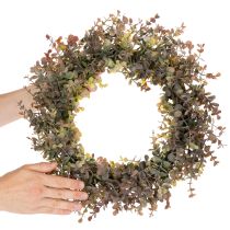 Product Artificial Eucalyptus Wreath Round 45cm Green and Brown