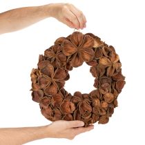 Product Natural Dried Lotus Wreath 35cm Brown for Home Decoration