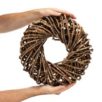 Product Wreath Made of Natural Branches and Rattan, Round, 35cm, Brown