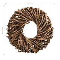 Product Wreath Made of Natural Branches and Rattan, Round, 35cm, Brown