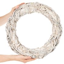 Product ProductName  
White Wooden Twig Wreath 50cm for Crafting and Decorating  

ProductDescription  
<div>  
<h2>White Wooden Twig Wreath for DIY and Decoration</h2>  
<p>This 50cm round twig wreath is crafted from natural wood and bark fibres with a subtle wh