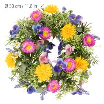 Product Artificial spring flower wreath for front door decoration, 30cm