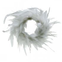 Product Feather wreath white small Ø11cm Easter decoration real feathers