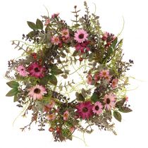 Flower wreath with daisies and berries old pink Ø30cm