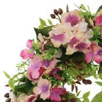 Floral wreath with hydrangeas and berries Pink Ø30cm