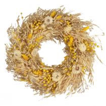 Decorative wreath oat wreath natural wreath straw flowers yellow Ø29cm