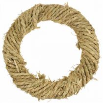 Product Braided straw wreath Ø37cm natural rustic straw decoration