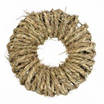Product Braided straw wreath Ø35cm rustic decorative wreath nature