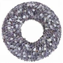 Shell wreath, natural shells, purple chippy, sea wreath Ø40cm