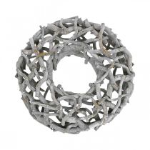 Product Decorative wreath, wooden wreath, limed gray, corkscrew willow Ø40cm