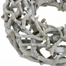 Product Decorative wreath, wooden wreath, limed gray, corkscrew willow Ø40cm