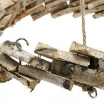 Wooden wreath to hang with hook natural birch Ø35cm