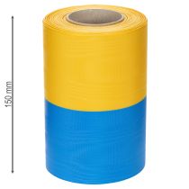 Product Moiré wreath ribbons 150mm in blue and yellow - premium mourning and decorative ribbon, for celebrations, bow ribbon