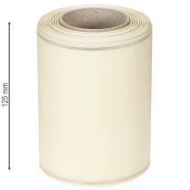 Product Cream-colored wreath ribbon with gold edge, supersatin, 125mm wide, 25m long - Waterproof, ideal for computer printing &amp; environmentally friendly