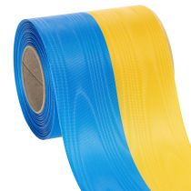 Product Blue and yellow moiré wreath ribbon, 100mm, national ribbon, club ribbon, decorative ribbon, festive mourning ribbon, acetate