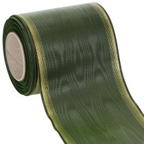 Product Wreath ribbon moiré dark green 100mm decorative ribbon taffeta ribbon