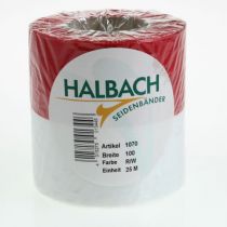 Product Moiré white-red wreath ribbons 100 mm