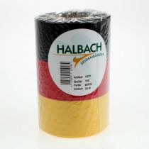 Product Moiré wreath ribbons 150mm black-red-gold with French moiré effect, 25m roll for decoration and funeral services