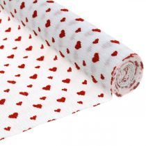 Crepe paper with hearts Florist&#39;s crepe Mothers Day red, white 50 × 250cm