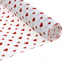 Product Crepe paper with hearts Florist&#39;s crepe Mothers Day red, white 50 × 250cm