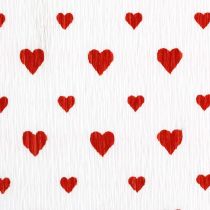 Crepe paper with hearts Florist&#39;s crepe Mothers Day red, white 50 × 250cm