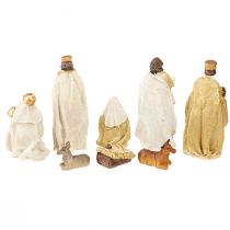 Product Nativity Figures Set 8 Figures Cream Gold Handpainted 6-12.5cm