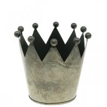 Product Deco crown antique look gray metal table decoration Ø12.5cm H12cm