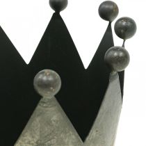 Product Deco crown antique look gray metal table decoration Ø12.5cm H12cm