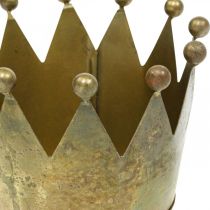 Product Deco crown antique brass look metal table decoration Ø14cm H9cm