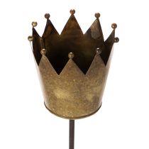 Product Metal Crown on Stake 73cm Vintage Gold Indoor Decorative Accessory