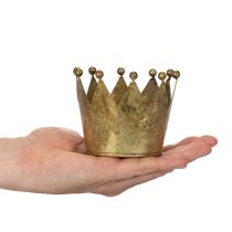 Product Metal Crown Decorative Ornament, Gold Vintage Finish, 11cm