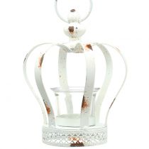 Crown with tealight holder white Ø13cm H17cm