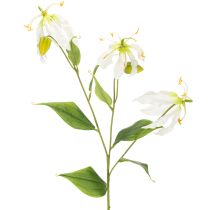 Product Künstlicher Gloriosa-Blütenzweig 80cm Weiß-Gelb, Set aus 3 für Dekoration