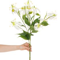 Product Künstlicher Gloriosa-Blütenzweig 80cm Weiß-Gelb, Set aus 3 für Dekoration