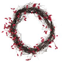 Product Artificial rosehip wreath decoration autumn wreath red Ø50cm