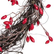 Product Artificial rosehip wreath decoration autumn wreath red Ø50cm