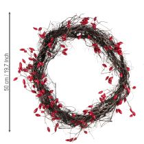 Product Artificial rosehip wreath decoration autumn wreath red Ø50cm