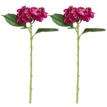 Product Artificial Hydrangea Pink Branch Flower Leaves 43cm 2pcs