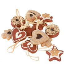 Product Artificial Christmas cookie decorations, tree ornaments, country style, set of 12
