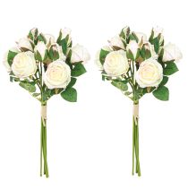 Product Artificial Roses Artificial Flowers Bunch Cream 36cm 12pcs