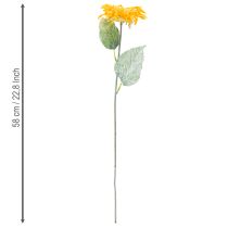 Product Artificial Sunflower Decoration with Leaves Yellow 58cm 4 pcs