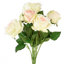 Product Artificial Roses Artificial Flower Bouquet Roses Cream Pink Pick 54cm