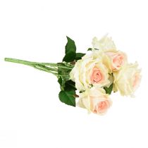 Product Artificial Roses Artificial Flower Bouquet Roses Cream Pink Pick 54cm