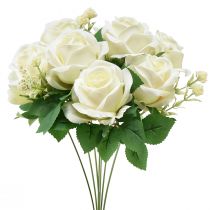 Artificial Roses Artificial Flower Bouquet Roses White Pick 42cm