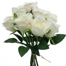 Artificial roses in a bunch white 30cm 8pcs