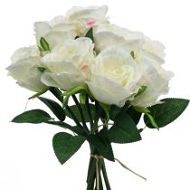 Product Artificial roses in bunch white 30cm 8 pcs